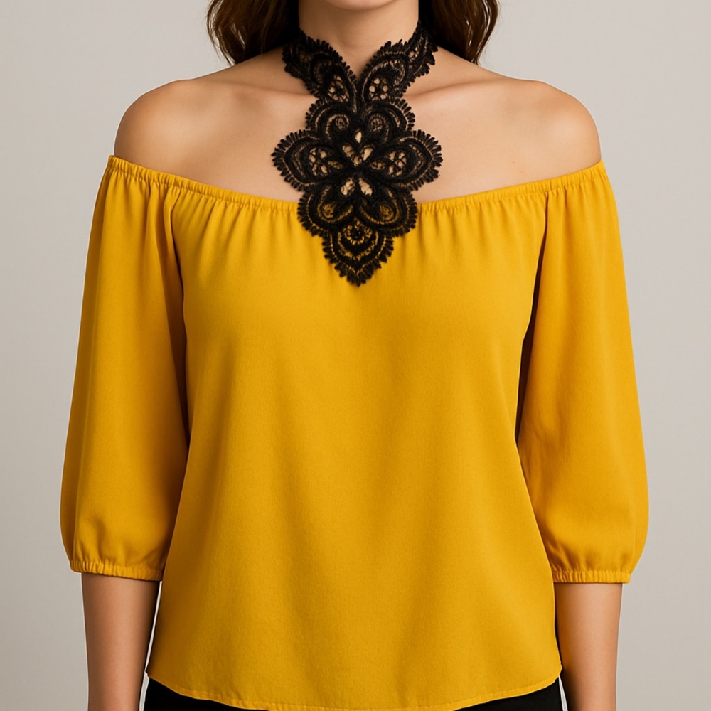 yellow blouse XL loose fit cross neck style Curve style